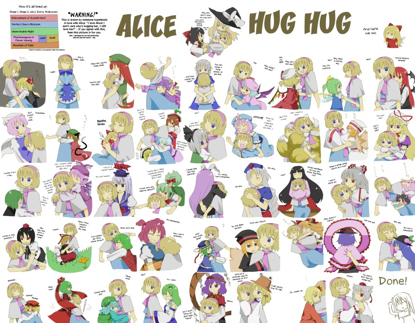 6+girls aki_minoriko aki_shizuha alice_margatroid blonde_hair chen cirno daiyousei everyone ex-keine flandre_scarlet fujiwara_no_mokou hakurei_reimu highres hinanawi_tenshi hong_meiling houraisan_kaguya hug ibuki_suika inaba_tewi inubashiri_momiji izayoi_sakuya kagiyama_hina kamishirasawa_keine kawashiro_nitori kazami_yuuka kirisame_marisa koakuma kochiya_sanae konpaku_youmu letty_whiterock lily_black lily_white lunasa_prismriver lyrica_prismriver marisu medicine_melancholy merlin_prismriver moriya_suwako multiple_girls mystia_lorelei nagae_iku onozuka_komachi patchouli_knowledge red_eyes reisen_udongein_inaba remilia_scarlet rumia saigyouji_yuyuko shameimaru_aya shanghai_doll shiki_eiki touhou translated wriggle_nightbug yagokoro_eirin yakumo_ran yakumo_yukari yasaka_kanako youkai yuri