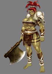1girl axe barefoot breasts brown_eyes cleavage eyeshadow female fur green_skin huge_breasts lips looking_at_viewer makeup monster_girl muscle nbo orc original pointy_ears ponytail red_hair scar skull solo strapless tubetop weapon rating:Questionable score:43 user:danbooru 1girl axe barefoot breasts brown_eyes cleavage eyeshadow female fur green_skin huge_breasts lips looking_at_viewer makeup monster_girl muscle nbo orc original pointy_ears ponytail red_hair scar skull solo strapless tubetop weapon rating:Questionable score:43 user:danbooru