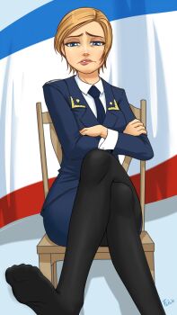  blonde_hair feet legs natalia_poklonskaya pantyhose uniform 