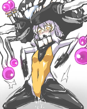  1girl ahegao blush bodysuit covered_navel female haigure kantai_collection latex latex_suit pussy_juice solo to-gnaniwa tongue tongue_out white_skin yellow_eyes 