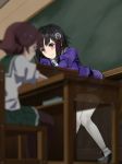 2girls animated bent_over black_hair blush brown_hair chalkboard classroom clenched_teeth cross_section discreet_vibrator egg_vibrator female_ejaculation haguro_(kantai_collection) hair_ornament heart-shaped_pupils kantai_collection knees_together_feet_apart kuro_chairo_no_neko multiple_girls mutsuki_(kantai_collection) orgasm pantyhose public pussy_juice pussy_juice_trail school_uniform short_hair stealth_masturbation symbol-shaped_pupils tears teeth thighband_pantyhose thighs trembling vibrator webm white_legwear