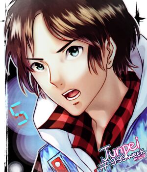  brown_hair junpei_(kyokugen_dasshutsu) kyokugen_dasshutsu kyokugen_dasshutsu:_9_jikan_9_nin_9_no_tobira looking_at_viewer open_mouth teeth 