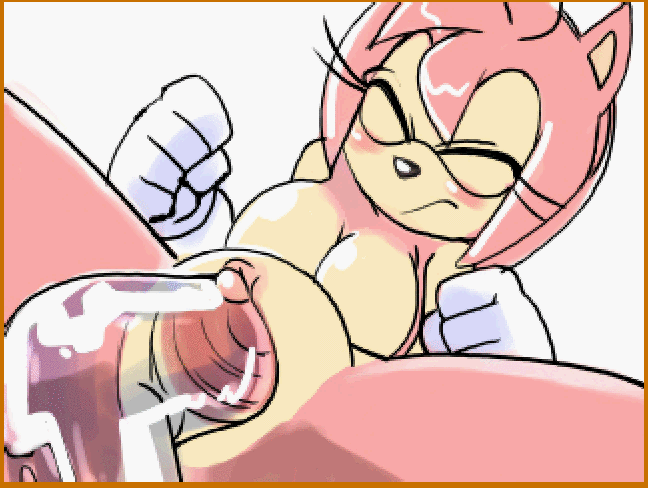 1girl Aku Tojyo Amy Rose Animated Animated Blush Bouncing Breasts Breasts Cervix Clenched