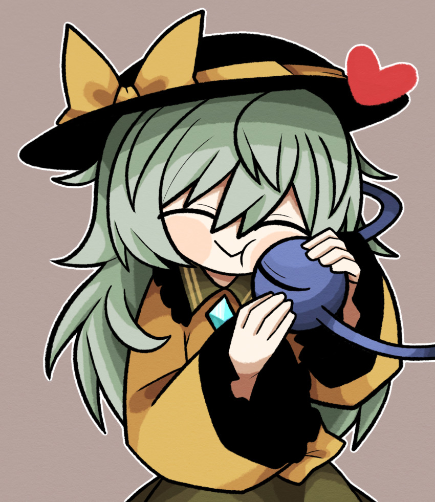 zunusama, komeiji koishi, touhou, highres, 1girl, >, t, black hat