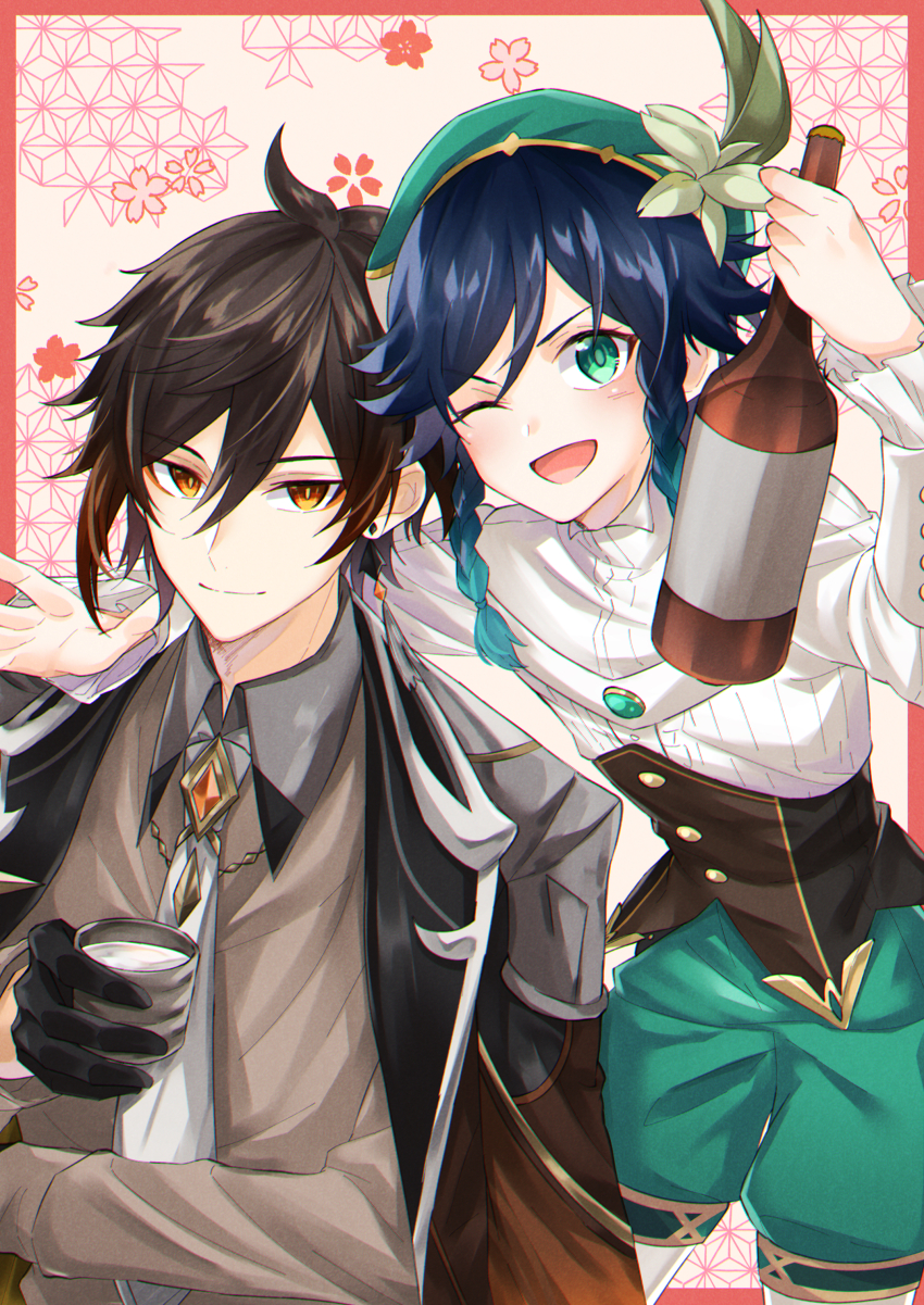 mizuamememe, venti (genshin impact), zhongli (genshin impact), genshin