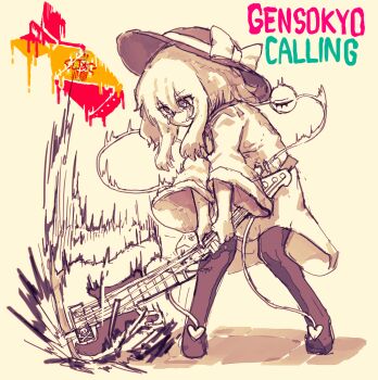  1girl bow closed_mouth commentary crying crying_with_eyes_open eyeball guitar hat hat_bow heart heart-shaped_pupils highres holding holding_guitar holding_instrument instrument komeiji_koishi korean_commentary london_calling long_hair long_sleeves pantyhose parody rampa93 shirt skirt solo symbol-shaped_pupils tears the_clash third_eye touhou wide_sleeves 