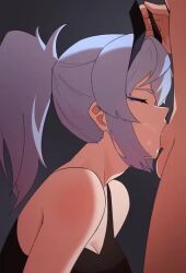  1boy 1girl animated cum cum_in_mouth cum_on_hair deathbloomsva deepthroat ejaculation fellatio finger_in_another's_mouth hetero oral original ponytail purple_hair saki_(the_atko) sound tagme the_atko tongue tongue_out video  rating:Explicit score:540 user:Lizard