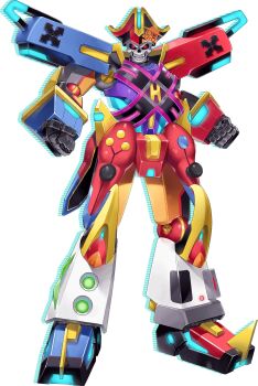  1boy armor artist_request controller copy_the_hard_(neptunia) game_controller glowing glowing_eyes glowing_markings hat highres humanoid_robot joints neptune_(series) no_humans non-web_source official_art pirate_hat red_eyes robot robot_joints shoulder_armor skull skull_and_crossbones solo standing transparent_background 