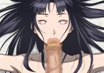  1girl armpits bare_shoulders black_hair blush censored collarbone fellatio hyuuga_hinata kyabakurabakufu long_hair looking_at_viewer lying mosaic_censoring naruto_(classic) naruto_(series) nude on_back oral penis serious solo_focus upper_body white_eyes  rating:Explicit score:82 user:Kentabarou