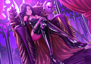  1girl battletoads breasts dark_queen highres large_breasts long_hair smile 