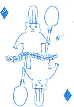  angela_he animal_focus chef_hat diamond_(shape) english_text hat holding holding_spoon mouse_(animal) no_humans non-web_source official_art spoon stop_burying_me_alive_beautiful! text_focus transparent_background upside-down 