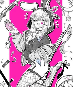  +++ 4girls :d absurdres animal_ears ass bandaid bandaid_on_hand barbell_piercing baton_(weapon) beads blue_archive blush choker collarbone commentary_request cuffs donut ear_piercing earclip explosive facial_mark fake_animal_ears feet fishnet_thighhighs fishnets flashback food fubuki_(blue_archive) fubuki_(swimsuit)_(blue_archive) garter_straps grenade gun gun_sling halo handcuffs heart heart_facial_mark helmet high_heels highres holding holding_donut holding_food hood hood_up hoodie industrial_piercing kanna_(blue_archive) kirino_(blue_archive) konoka_(blue_archive) korean_commentary lightningace lipstick_mark long_hair long_sleeves looking_at_viewer mask mask_pull mouth_mask multiple_girls off_shoulder official_alternate_hairstyle omamori open_mouth outline partially_colored piercing pink_background playboy_bunny rabbit_ears rabbit_hole_(vocaloid) shoe_dangle shotgun smile stun_grenade surgical_mask thighhighs thighs valkyrie_police_academy_student_(sg)_(blue_archive) weapon white_outline 