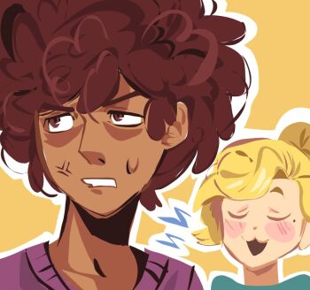  2023 2girls :3 amphibia angry anne_boonchuy blonde_hair blush brown_hair davriann multiple_girls sasha_waybright twitter v-shaped_eyebrows yuri  rating:General score:0 user:smutuploader