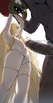 2boys :3 ^^^ absurdres armor armpits arms_up backlighting blonde_hair braid brothers bulge clenched_teeth closed_mouth commentary elden_ring elden_ring:_shadow_of_the_erdtree english_commentary erection erection_under_clothes fake_horns from_below giant giant_male gold_armor heavy_breathing helmet hews highres holding_another's_wrist horned_helmet horns incest long_hair looking_at_another lowleg lowleg_panties male_focus miquella_(elden_ring) multiple_boys navel nipples panties penis penis_size_difference precum precum_string saliva see-through_clothes see-through_panties shota siblings size_difference sketch small_penis smile standing starscourge_radahn sweat teeth thigh_strap thighhighs topless_male trap underwear veins veiny_penis very_long_hair white_background white_panties yaoi yellow_eyes rating:Explicit score:515 user:danbooru