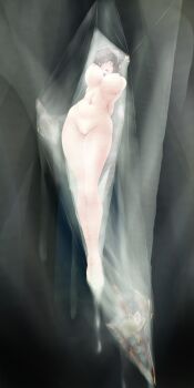 1girl ahoge ara_haan ara_han barefoot bouncing_breasts braid braided_bun breasts cleft_of_venus completely_nude elsword eyeliner floating floating_object floating_weapon full_body gold groin hair_bun hair_ornament hairpin highres immobilization jewelry large_variant_set light_blush looking_down makeup navel ningyoushi nude open_mouth polearm pussy raised_eyebrows red_eyeliner restrained rolling_eyes silk single_hair_bun solo spear spider_web teeth tongue underboob upper_teeth_only variant_set weapon yellow_eyes