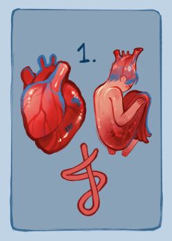  1girl anatomy blue_background derivative_work feefal guro heart_(organ) highres how_to monster_girl numbered object_and_personification original personification simple_background solo veins 