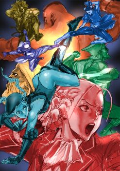  akuma_(street_fighter) ass beret boots braid cammy_white capcom chun-li curvy dhalsim double_bun dougi fighting fingerless_gloves gloves guile hair_bun hat highleg highleg_leotard huge_ass jumping kanzuki_karin leotard lips long_hair looking_at_another mana30row multiple_boys multiple_girls muscular open_mouth pectorals rashid_(street_fighter) short_hair street_fighter street_fighter_v thong_leotard twin_braids wide_hips zangief 