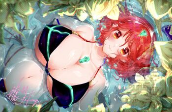  1girl alternate_costume bikini breasts large_breasts nemu_(ut_kakinotane) pyra_(xenoblade) red_eyes red_hair short_hair solo swimsuit xenoblade_chronicles_(series) xenoblade_chronicles_2  rating:Sensitive score:4 user:RIG