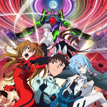  1girl album_cover artist_request ayanami_rei blue_eyes blue_hair bodysuit breasts brown_hair closed_mouth cover eva_01 evangelion_(mecha) hair_between_eyes hair_ornament highres ikari_shinji interface_headset_(evangelion) long_hair makinami_mari_illustrious mecha mecha_pilot_suit medium_breasts multiple_girls nagisa_kaworu neon_genesis_evangelion official_art open_mouth plugsuit_(evangelion) red_bodysuit red_eyes robot short_hair souryuu_asuka_langley standing third-party_source two_side_up white_bodysuit 