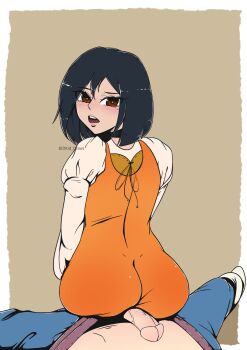  1boy 1girl absurdres ass black_hair buttjob buttjob_over_clothes dark-skinned_male dark_skin final_fantasy final_fantasy_ix garnet_til_alexandros_xvii highres looking_at_viewer penis square_enix zidane_tribal  rating:Explicit score:51 user:manman007