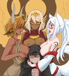 1boy 3girls amaterasu animal_ears bare_shoulders blonde_hair blush breast_rest breasts breasts_on_head breasts_outside brown_hair clenched_teeth dark_skin egyptian_mythology embarrassed eyes_closed faceless faceless_male facial_mark fangs feathers fox_ears fox_tail girl_sandwich goddess harem hathor horns inverted_nipples japanese_mythology large_breasts less long_hair monster_girl multiple_girls nipples no_bra off_shoulder open_mouth original ponytail praying ra red_eyes red_skin sandwiched shaded_face short_hair simple_background skirt sweat sweating_profusely tail tattoo teeth white_hair yellow_eyes rating:Questionable score:52 user:danbooru 1boy 3girls amaterasu animal_ears bare_shoulders blonde_hair blush breast_rest breasts breasts_on_head breasts_outside brown_hair clenched_teeth dark_skin egyptian_mythology embarrassed eyes_closed faceless faceless_male facial_mark fangs feathers fox_ears fox_tail girl_sandwich goddess harem hathor horns inverted_nipples japanese_mythology large_breasts less long_hair monster_girl multiple_girls nipples no_bra off_shoulder open_mouth original ponytail praying ra red_eyes red_skin sandwiched shaded_face short_hair simple_background skirt sweat sweating_profusely tail tattoo teeth white_hair yellow_eyes rating:Questionable score:52 user:danbooru