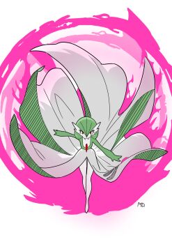  1girl arm_up artist_name bob_cut closed_mouth collarbone colored_skin female_focus flat_chest full_body gardevoir gen_3_pokemon green_hair green_skin hair_between_eyes legs looking_at_viewer medi_(pixiv_123705920) multicolored_skin nintendo outstretched_arm pink_background pokemon pokemon_(creature) red_eyes round_image short_hair signature solo standing straight-on two-tone_skin white_skin  rating:Sensitive score:1 user:AngryZapdos