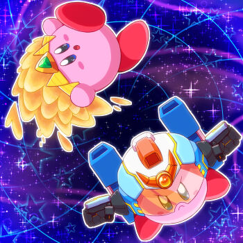  :o armor blush blush_stickers closed_mouth commentary_request copy_ability full_body highres kirby kirby's_return_to_dream_land_deluxe kirby_(series) mecha_kirby nintendo no_humans open_mouth outline power_armor sand sand_kirby sparkle star_(symbol) user_yvgk5553 white_outline 