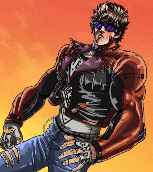 1boy blood_rivals chris_hollway_(blood_rivals) cosplay highres hokuto_no_ken kalinocs kenshiro male_focus reference