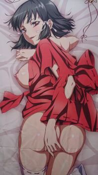  1girl ass breasts come_hither covering_ass covering_privates dakimakura_(medium) half-closed_eyes kaguya_(kuroinu) kuroinu_~kedakaki_seijo_wa_hakudaku_ni_somaru~ large_breasts legs looking_at_viewer naughty_face nipples parted_lips seductive_smile sideboob smile teasing thighs  rating:Explicit score:31 user:JimJones1867BC