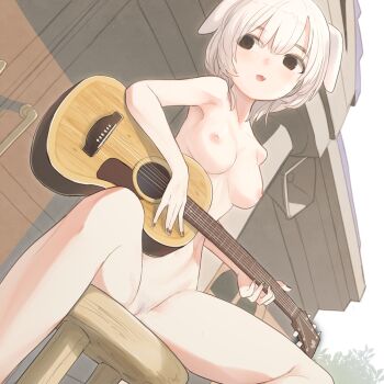 1girl animal_crossing animal_ears black_nails breasts brown_eyes casual_nudity cleft_of_venus completely_nude dog_ears dog_girl fangs female_pubic_hair fingernails genderswap genderswap_(mtf) guitar highres holding holding_instrument instrument k.k._slider_(animal_crossing) looking_to_the_side medium_breasts miyako_(naotsugu) nail_polish nintendo nipples nude nudist open_mouth pubic_hair pussy short_hair sitting solo spread_legs white_hair white_pubic_hair rating:Explicit score:216 user:danbooru