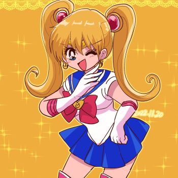  aino_minako bishoujo_senshi_sailor_moon highres orange_background sailor_moon sailor_venus tagme  rating:General score:4 user:Submissive_neko_man