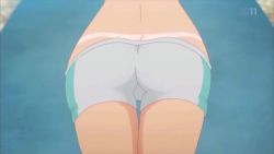  1girl animated anime_screenshot ass ass_focus butt_crack exercising highres pov pov_focus shorts solo sound sunohara_nana sunoharasou_no_kanrinin-san tan tanline video 