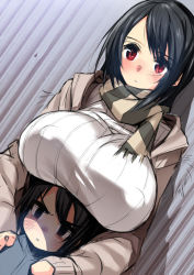 1boy 1girl :x age_difference black_hair breast_rest breasts breasts_on_head gen_(black_factory) hetero highres huge_breasts long_hair original red_eyes ribbed_sweater scarf shota sweater rating:Questionable score:69 user:danbooru 1boy 1girl :x age_difference black_hair breast_rest breasts breasts_on_head gen_(black_factory) hetero highres huge_breasts long_hair original red_eyes ribbed_sweater scarf shota sweater rating:Questionable score:69 user:danbooru