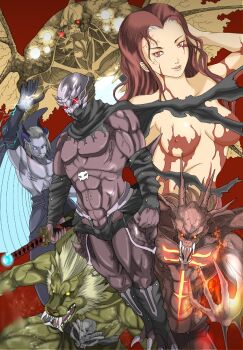  1boy 1girl abs alexei blood blood_on_breasts breasts demon elizebet muscular naked_blood ninja_gaiden ninja_gaiden_2_(xbox) nipples ryu_hayabusa shiina_you_(tomoshibi) tecmo volf werewolf zedonius 