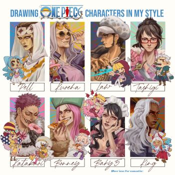  6+boys 6+girls baby_5 black_hair black_nails blonde_hair blue_hair brother_and_sister brothers brown_hair character_name charlotte_katakuri charlotte_perospero charlotte_smoothie chest_tattoo chibi closed_mouth coat coat_on_shoulders commentary donquixote_doflamingo donquixote_rocinante donut dr._kureha dr._vegapunk eating english_commentary epaulettes eriochromatic facial_hair food glasses grey_hair hakama half_updo halo hand_on_own_hip hat head_rest headscarf highres holding holding_food holding_sword holding_weapon jacket japanese_clothes jewelry_bonney jitte kimono king_(one_piece) long_hair long_nose looking_at_viewer maid_headdress makeup multiple_boys multiple_drawing_challenge multiple_girls mustache nefertari_vivi one_piece pell_(one_piece) pink_hair pizza red_hakama sharp_teeth short_hair siblings sideburns smile smoker_(one_piece) sunglasses sweatdrop swept_bangs sword tashigi tattoo teeth tony_tony_chopper trafalgar_law weapon white_hair white_kimono yamato_(one_piece) 