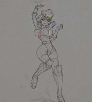  1girl armor asamiya_athena bodysuit boots breasts female_focus gloves hat large_breasts nipples phantomstudiot standing the_king_of_fighters thick_thighs thighs wide_hips 