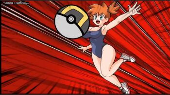  1boy 1girl animated ash_ketchum baseball_cap black_eyes black_hair blurry blurry_background breasts brown_hair charmander day depth_of_field gen_1_pokemon green_eyes hat horsea huge_breasts landscape large_breasts misty_(pokemon) multiple_girls nemona_(pokemon) nintendo no_humans one-piece_swimsuit open_mouth orange_hair outdoors pikachu pokemon pokemon_(anime) pokemon_(classic_anime) pokemon_rgby pokemon_sv ponytail pool shirt short_hair skirt sky smile solo sound swimsuit tagme teemo_vs_all thick_thighs thighs video water 