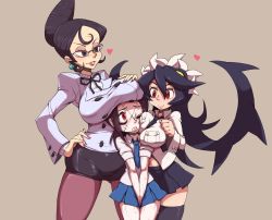 3girls black_eyes black_hair black_legwear blush breast_press breast_rest breast_smother breasts breasts_on_head brown_background carol_(skullgirls) earrings eyeshadow filia_(skullgirls) flat_chest glasses heart height_difference highres huge_breasts jewelry large_breasts lips long_hair makeup mole moyoosu mrs._victoria_(skullgirls) multiple_girls necktie over-rim_eyewear painwheel_(skullgirls) pantyhose prehensile_hair red_eyes samson_(skullgirls) school_uniform semi-rimless_eyewear sheer_legwear simple_background skullgirls smile spoilers standing stitches sweat teacher teacher_and_student thighhighs veins yellow_eyes yuri rating:Questionable score:95 user:BlueBaroness 3girls black_eyes black_hair black_legwear blush breast_press breast_rest breast_smother breasts breasts_on_head brown_background carol_(skullgirls) earrings eyeshadow filia_(skullgirls) flat_chest glasses heart height_difference highres huge_breasts jewelry large_breasts lips long_hair makeup mole moyoosu mrs._victoria_(skullgirls) multiple_girls necktie over-rim_eyewear painwheel_(skullgirls) pantyhose prehensile_hair red_eyes samson_(skullgirls) school_uniform semi-rimless_eyewear sheer_legwear simple_background skullgirls smile spoilers standing stitches sweat teacher teacher_and_student thighhighs veins yellow_eyes yuri rating:Questionable score:95 user:BlueBaroness