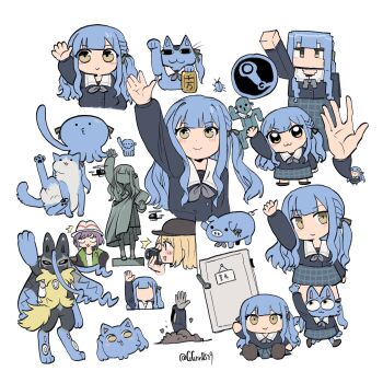  3girls :3 aircraft alien animal animal_ears animal_hands antennae bang_dream! bang_dream!_it's_mygo!!!!! black_hat blonde_hair blue_fur blue_hair book brown_shoes bug cat cat_ears chibi cosplay dirt doll door door_handle extra_eyes faceless faceless_female final_fantasy full_body grey_skirt guagua977 hair_ribbon hand_up harmony_(pokemon) harmony_(pokemon)_(cosplay) hat helicopter highres holding holding_book jacket loafers long_arms long_hair long_sleeves looking_at_viewer looking_up maneki-neko mega_lucario_z mega_pokemon minecraft minecraft_(style) misumi_uika multiple_girls multiple_persona nintendo open_mouth parody photo_(object) pig pleated_skirt pokemon pokemon_legends:_z-a poptepipic purple_hair ribbon sabotender sailor_collar school_uniform shoes short_hair signature simple_background skirt smile statue statue_of_liberty steam_(platform) steam_logo stuffed_toy style_parody tail tentacles togawa_sakiko tsukinomori_school_uniform upper_body walking white_background white_fur white_hat white_sailor_collar yellow_eyes yellow_fur yuutenji_nyamu zombie 