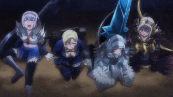  animated animated_gif dragon lowres monster_hunter_(series) monster_hunter_mezeporta_kaitaku-ki multiple_girls tired 