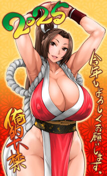 1girl 2026 breasts covered_erect_nipples fatal_fury female_focus kechin_(oreteki18kin) large_breasts nipples shiranui_mai