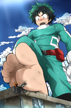  absurdres bakugou_katsuki boku_no_hero_academia cloud crack eyebrows feet highres kuroshinki midoriya_izuku toes  rating:Questionable score:8 user:usernam