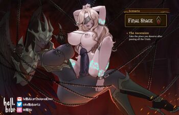  ankle_tattoo arm_tattoo armor arms_behind_head black_wings blindfold blizzard_(company) blonde_hair boots bound bound_ankles bound_arms bound_legs bound_wrists breasts breasts_out claws commentary completely_nude crossed_legs dark_skin english_commentary erection full-package_futanari futanari glowing glowing_tattoo hellbibiarts high_heel_boots high_heels imminent_penetration large_breasts large_penis leg_tattoo nipple_piercing nipple_pull nipple_rings nipple_stimulation nude penis penis_on_stomach piercing ring_piercing spread_legs suspension tattoo warcraft wings world_of_warcraft 