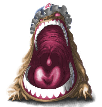  abaddon_(megami_tensei) abaddon_(persona) atlus bad_id bad_pixiv_id crossover demon_(megami_tensei) gaping hat kai_(artist) kai_(ouf) kai_(pixiv) monster no_humans open_mouth parody persona saigyouji_yuyuko shin_megami_tensei touhou uvula what  rating:Sensitive score:5 user:danbooru