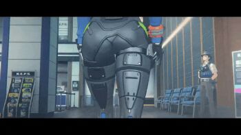 1girl animated animated_gif anime_screenshot ass ass_focus ass_shake breasts cropped_jacket from_side large_breasts lower_body pants police police_uniform policewoman sideboob swaying tactical_clothes tight_clothes tight_pants walking zenless_zone_zero zhu_yuan rating:Sensitive score:64 user:Callsign_Prof