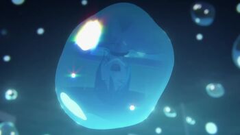  1boy 1girl animated audible_music blonde_hair blue_hair breasts chainsaw_man denji_(chainsaw_man) green_eyes hair_bun i'll_teach_you_everything_(chainsaw_man) night nude partially_submerged pool poolside pov reze_(chainsaw_man) scene_reference smile sound submerged swimming tagme underwater video 