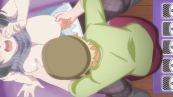 1boy 1girl 2023 20s age_difference animated animated_gif anime_screenshot blonde_hair blunt_bangs blunt_ends blush bob_cut bouncing_breasts breast_focus breast_sucking breastfeeding breasts card closed_eyes clothes_lift fishnet_thighhighs fishnets green_shirt grey_hair groping groping_breast hat hetero large_breasts leo_(majo_wa_kekkyoku_sono_kyaku_to) lowres majo_wa_kekkyoku_sono_kyaku_to..._the_animation mojikawa_(majo_wa_kekkyoku_sono_kyaku_to) nipple_stimulation nipple_tweak nipples older_female_and_younger_male onee-shota open_mouth purple_eyes shirt shirt_lift shoes shorts shota size_difference sleeveless sleeveless_sweater stimulating_nipples sweat sweater table tagme thighhighs turtleneck turtleneck_sweater undressing witch witch_hat