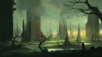  1other branch cloud cloudy_sky dawn from_behind grass jjcanvas landscape nature original painterly rock signature sky stalagmite tree 