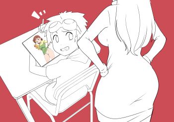  breasts caught digimon goggles goggles_on_head katou_juri long_hair matsuda_takato pabsmikan panties puppet teacher_and_student underwear 