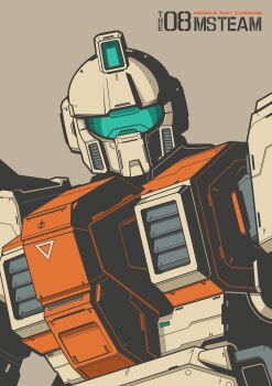  absurdres assault_visor brown_background copyright_name earth_federation green_visor ground_gm gundam gundam_08th_ms_team highres mecha mecha_focus mobile_suit no_humans robot science_fiction simple_background solo upper_body voxiela 